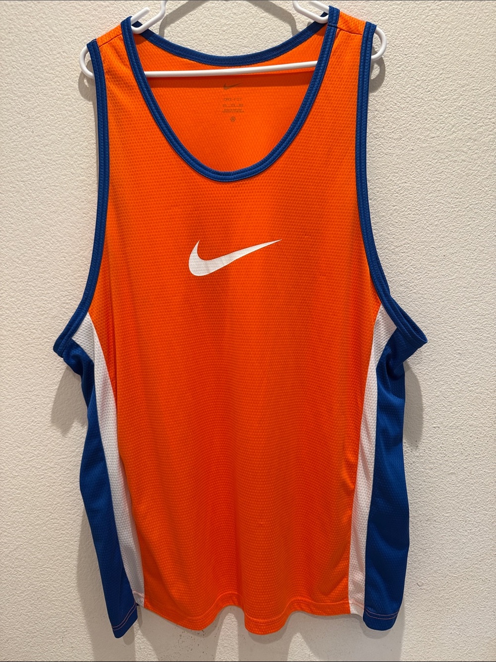 Nike Orange and Blue Mesh Athletic Tank with White Swoosh